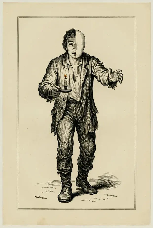 The Half-Faced, engraved plate