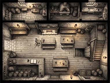 Battlemap of The Sheaf and Candle, seen from above