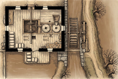 Battlemap of The Mill, seen from above