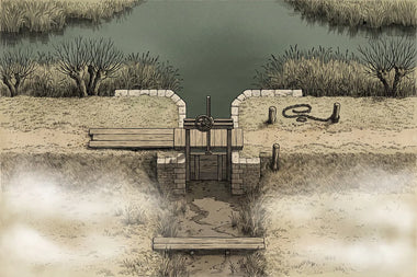 Battlemap of The Dike and Sluice, seen from above